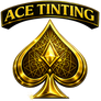 Gold spade symbol with 'Ace Tinting' text on a white background